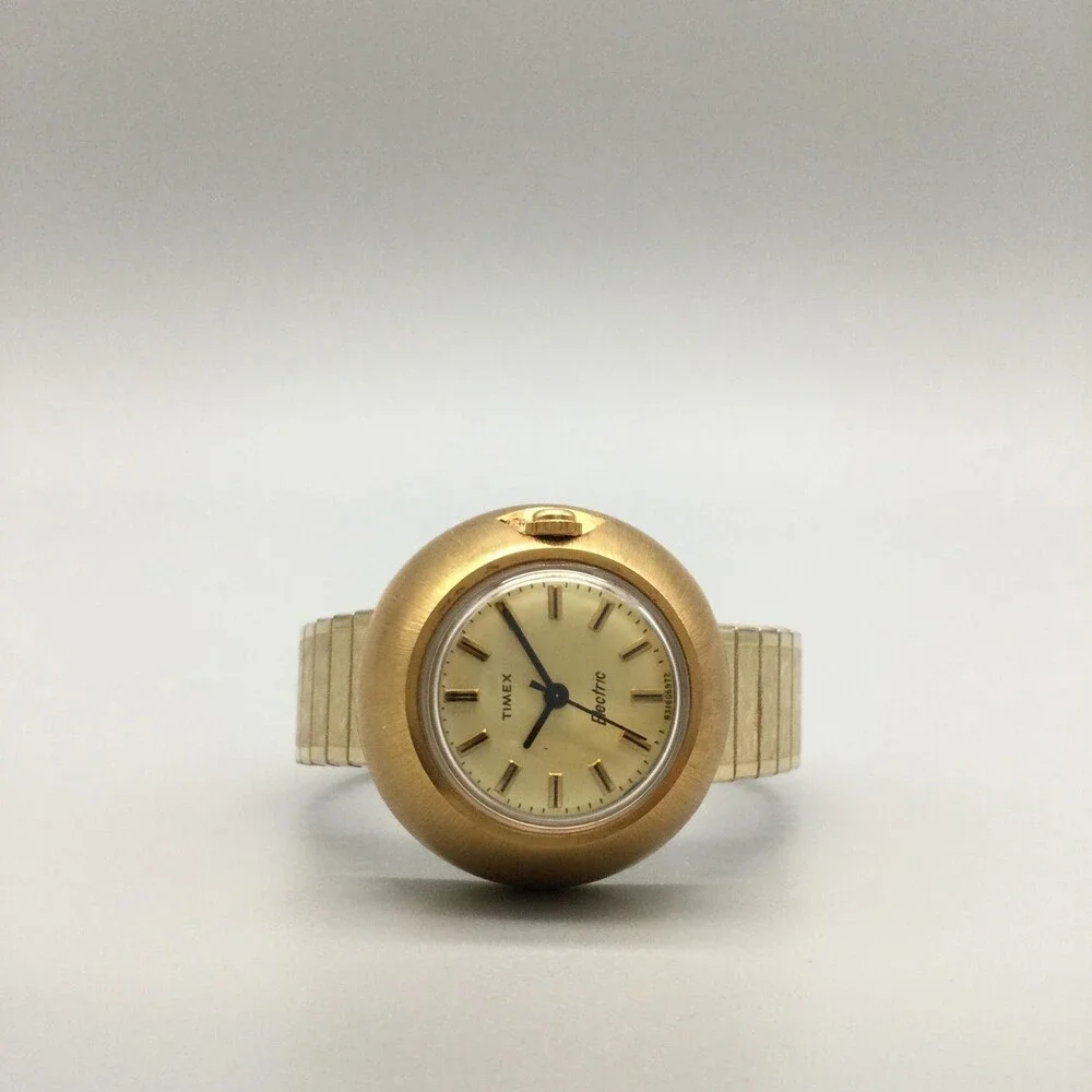 Vintage Timex Electric Womens Watch 30mm Champagne Dial NOT RUNNING FOR PARTS